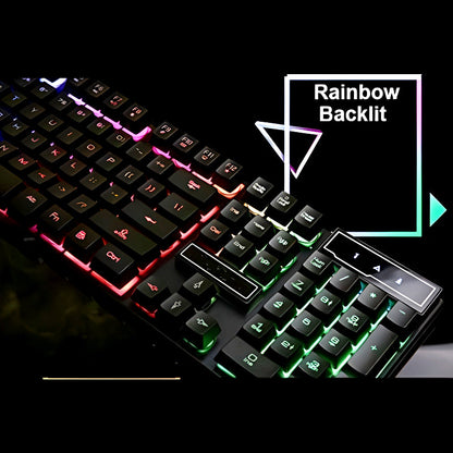 Gaming Keyboard with Aluminum Frame and Rainbow Backlit