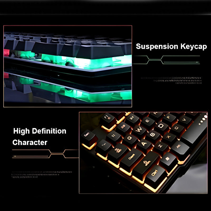 Gaming Keyboard with Aluminum Frame and Rainbow Backlit