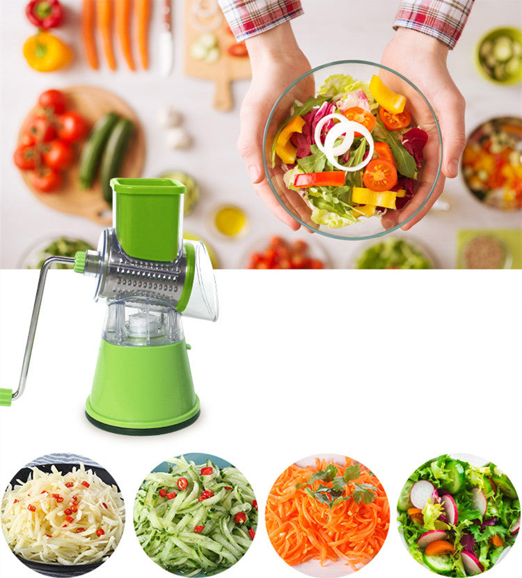 Table Top Drum Multifunctional Roller Vegetable Cutter Hand Crank Home Kitchen Shredder Potato Grater