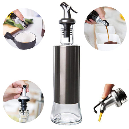 Steel Covered Smart Glass Oil Bottle