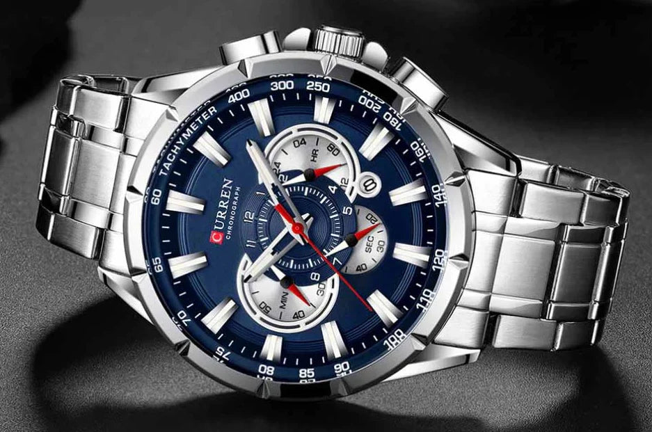 M:8363 Curren blue Dial Silver Stainless Steel Watch