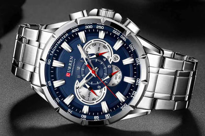 M:8363 Curren blue Dial Silver Stainless Steel Watch
