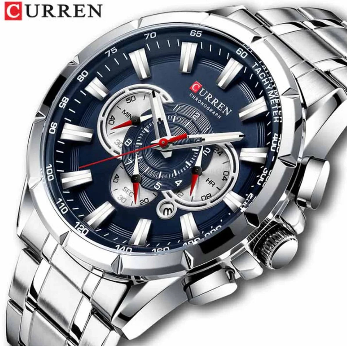 M:8363 Curren blue Dial Silver Stainless Steel Watch