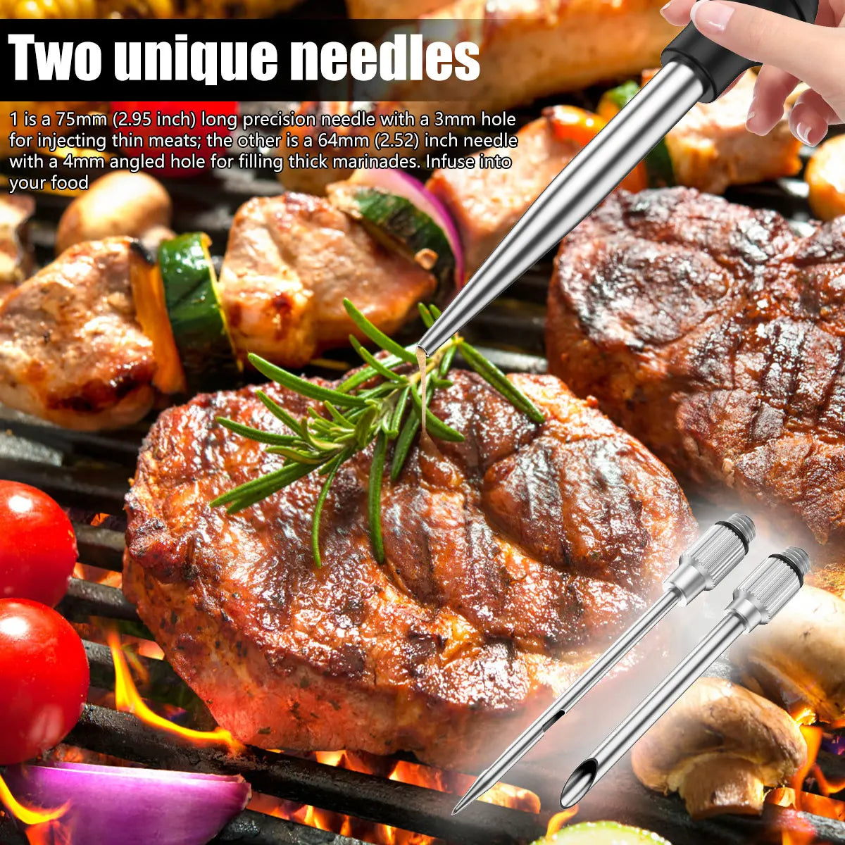 Stainless Steel BBQ Meat Marinade Flavor Seasoning Injector Needle