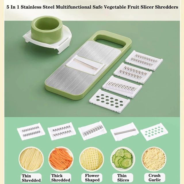 5 in 1 Stainless Steel Multifunctional Vegetable Slicer and Grater Set