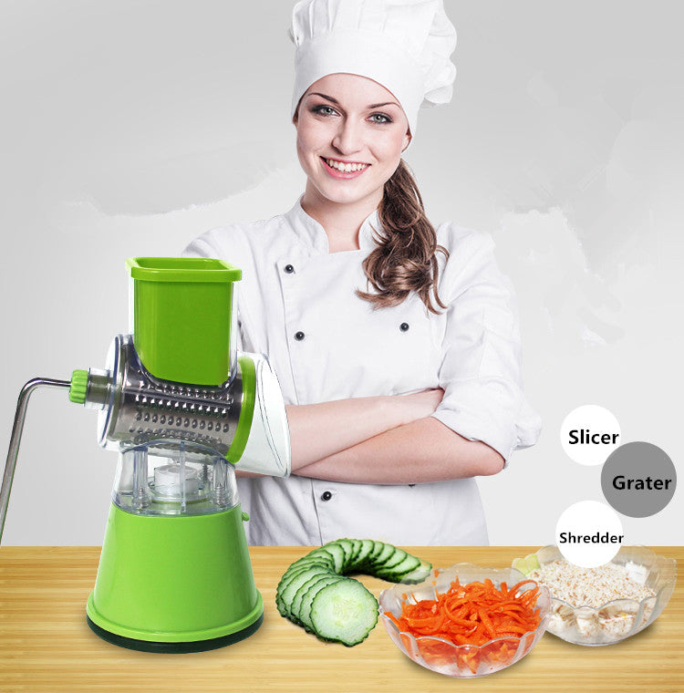 Table Top Drum Multifunctional Roller Vegetable Cutter Hand Crank Home Kitchen Shredder Potato Grater