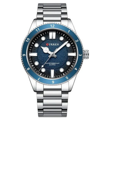M:8450 Curren Blue Dial silver Stainless Steel Chain Watch