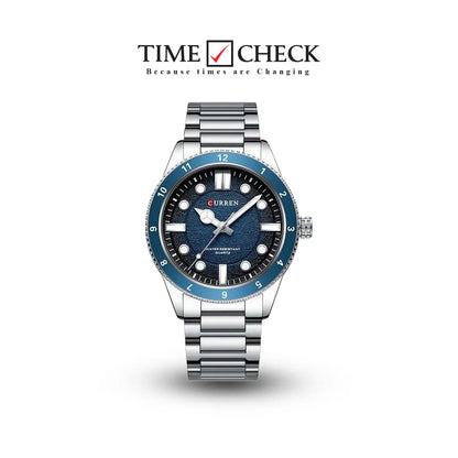 M:8450 Curren Blue Dial silver Stainless Steel Chain Watch