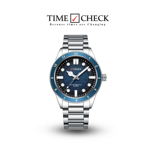 M:8450 Curren Blue Dial silver Stainless Steel Chain Watch